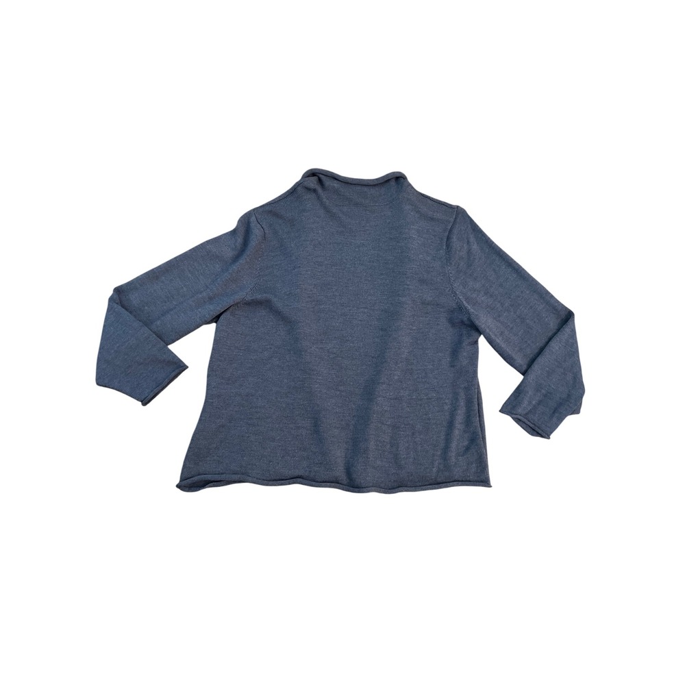 Eileen Fisher 2X Merino Wool Open Front Cardigan Roll Neck Italian Yarn Sweater - Picture 2 of 5
